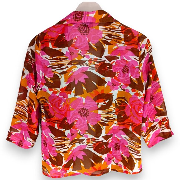 Apparenza- Women's 2 piece Top-SMALL-Tank & Blouse- Light-Floral-Pink-Cream - Picture 7 of 13